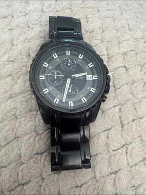Fossil Black Stainless Link Chronograph Watch